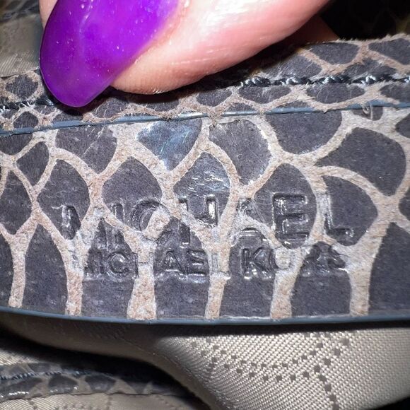 Michael Kors Snakeskin Embossed Suede MK Hardware Crossbody Bag - Picture 8 of 9